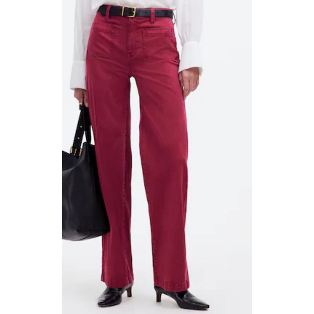 Madewell size 26 pants burgundy patch pocket high-rise wide leg  ***small flaw**